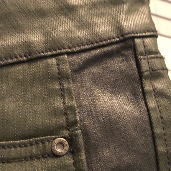 Rich & Skinny  Size 30 dark green coated jeans skinny leg with black tux stripe - Picture 7 of 14